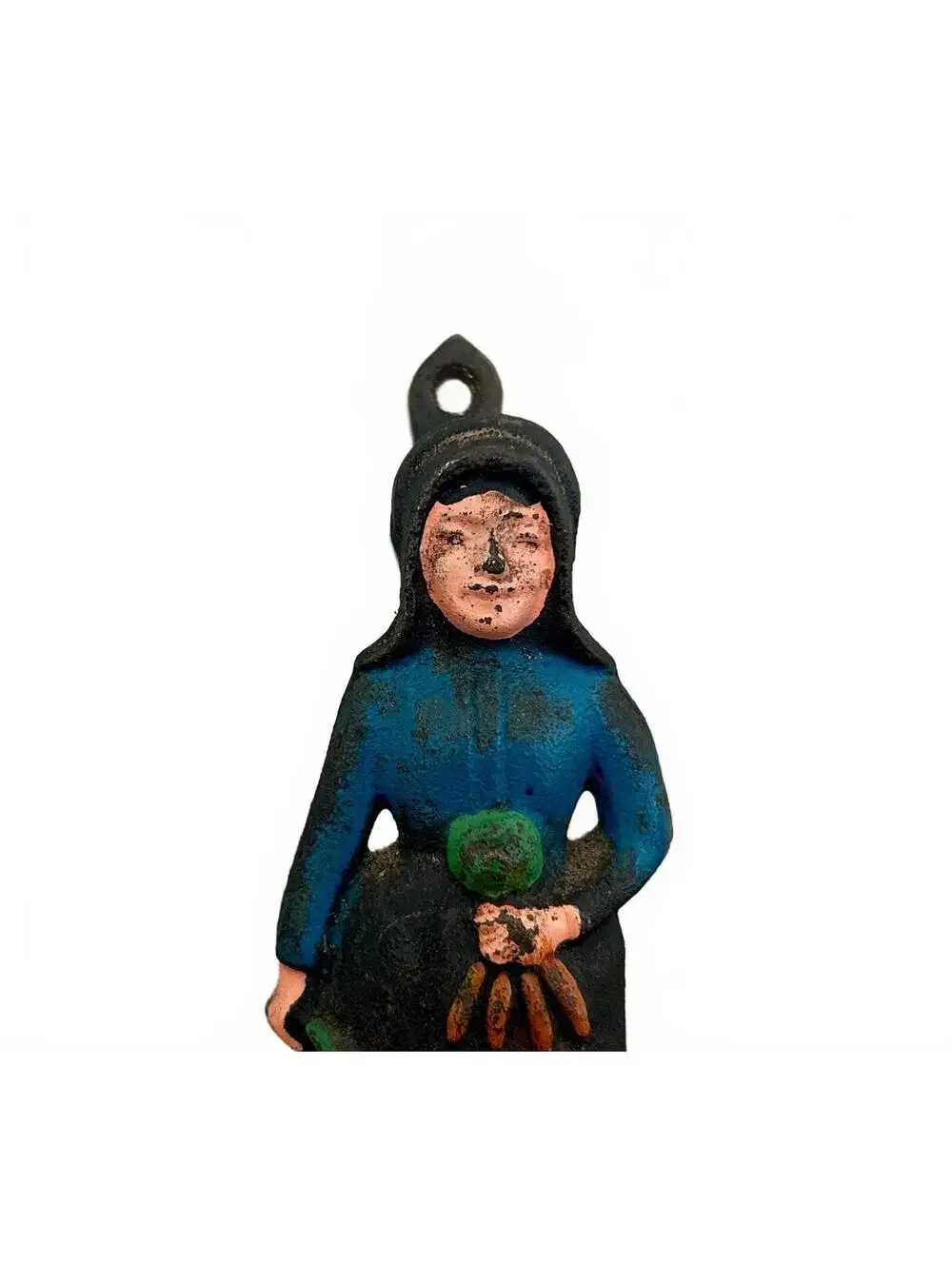 Vintage Wilton Hand-Painted Cast Iron Amish Woman Handle Cover Wall Mount